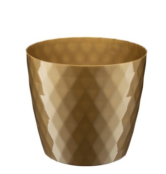 Doniczka osłonka plastikowa CRISTAL 16 cm złoty połysk geometryczny wzór
