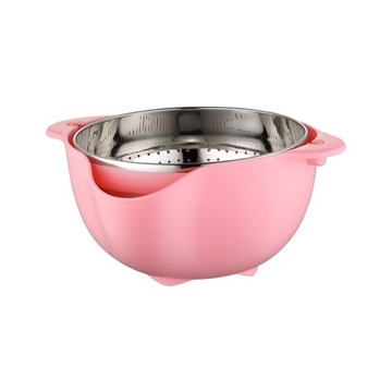 Drain Basket Double Layered Drain Basket Food Pink