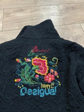 DESIGUAL HAPPY PŁASZCZ CZARNY PIĘKNY LOGO 38 M