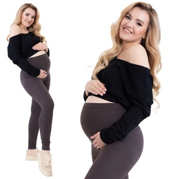 LEGGINSY CIĄŻOWE BAWEŁNIANE DŁUGIE GETRY PANEL LEGINSY M