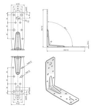 Соединитель столярный угловой 128х128х45 КП9