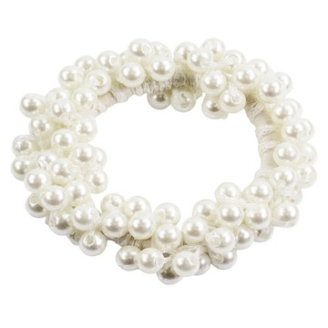 ТРЯЗКА ДЛЯ ВОЛОС, жемчужная, растягивающаяся, ЖЕМЧУГ, БЕЛЫЙ