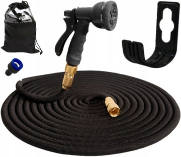 OGRODOWY WĄŻ 7,5m ROZCIĄGLIWY + ZŁĄCZKI + PISTOLET
