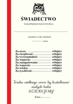 Dyplom DZIEŃ NAUCZYCIELA Świadectwo Prezent
