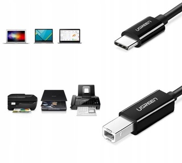 USB-C — USB-B, кабель принтера 480 Мбит/с, 2 м, черный