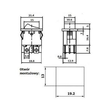ПЕРЕКЛЮЧАТЕЛЬ 12 В, С СИНЕЙ ПОДСВЕТКОЙ