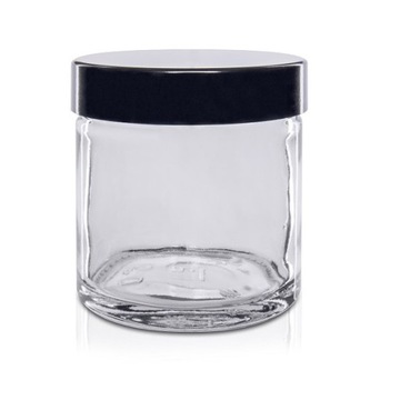 Słoik szklany bezbarwny 60ml z nakrętką czarną x5
