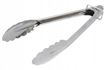 SZCZYPCE DO GRILLA stalowe szczypce kuchenne do grillowania sałatek 24 cm