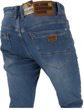 SPODNIE KLASYCZNE MĘSKIE PROSTA NOGAWKA JASNY JEANS L32 W42