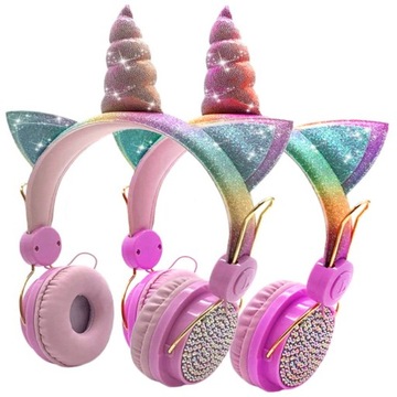 SŁUCHAWKI DLA DZIECI BLUETOOTH JEDNOROŻEC Z CYRKONIAMI UNICORN