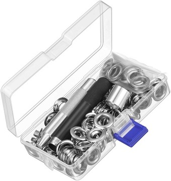 НАБОР люверсов МЕТАЛЛИЧЕСКИЕ ЛЮСНЫ 10 ММ С КОРОБКОЙ, ДЛЯ БРЕЗЕНТА