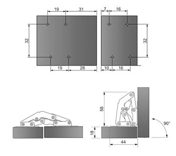 3 x Накладная петля Hafele Без чашки
