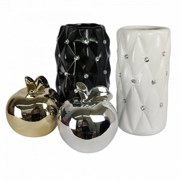 Biały wazon ceramiczny z kryształkami TG29000 glamour 24 cm