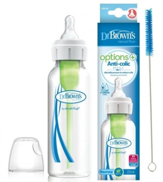 BUTELKA DO KARMIENIA DR. BROWN'S WĄSKA 250 ML + SZCZOTECZKA