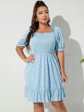 Оборки, рюши, короткие рукава 44 IC66109 *SHEIN BOHO АЖУРНОЕ ПЛАТЬЕ