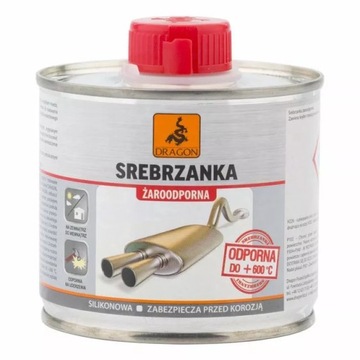 Srebrzanka farba żaroodporna 0,2 l do pieca tłumik