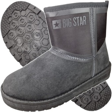 Buty Zimowe Damskie Śniegowce Ocieplane szare botki Big Star KK274615 38