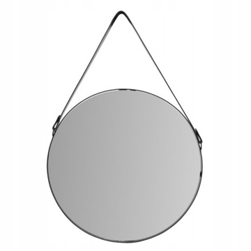 Lustro Ścienne na Pasku 65 cm Loft Okrągłe Wiszące