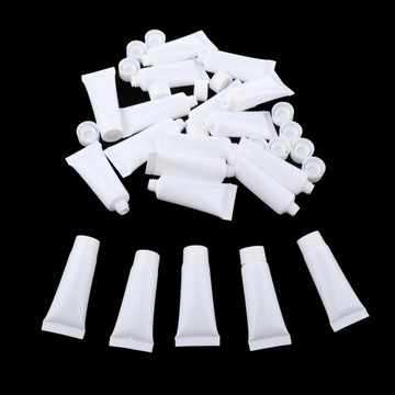 В упаковке 20 пустых тюбиков по 10 мл, маленькие белые.