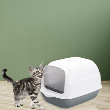 НАСОР ДЛЯ КОШКИ, БОЛЬШОЙ, ПРОЧНЫЙ, ПРОЧНЫЙ, ЗАКРЫТЫЙ С НАПОЛНИТЕЛЕМ, ФИЛЬТРОМ, ЛОПАТКОЙ