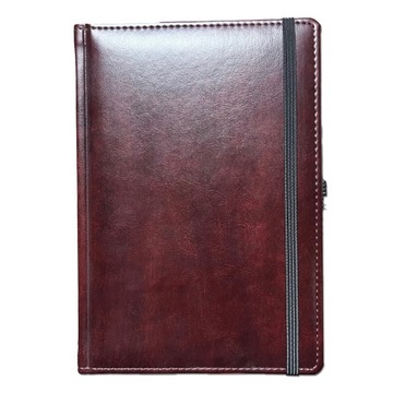Elegancki notes A5 w linie z gumką i gumką na długopis CZEKOLADOWO BRĄZOWY