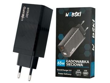 ADAPTER ZASILACZ SZYBKA ŁADOWARKA SIECIOWA 65W POWER DELIVERY USB-C QC3.0
