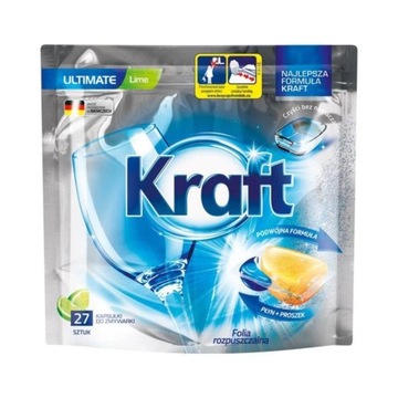 KAPSUŁKI DO ZMYWARKI TABLETKI KRAFT ULTIMATE ALL IN ONE 27 SZTUK LIME