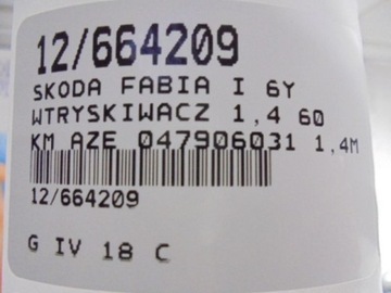 FABIA I VSTŘIKOVAČE 047906031 1,4MPI KPL 5WP4274