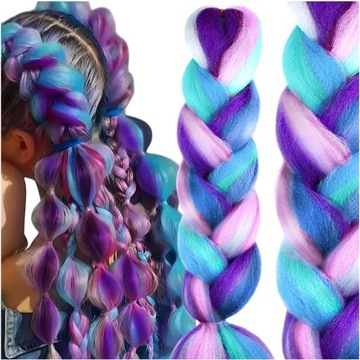 WŁOSY SYNTETYCZNE DO WARKOCZYKÓW KOLOROWE WARKOCZYKI TĘCZA DOCZEPY 130CM