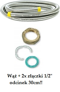 GEBO WĄŻ RURA FALISTA DN 12 1/2'' 30CM+2x ZŁĄCZKA