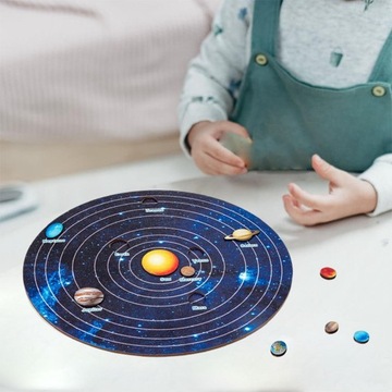 Drewniane puzzle układ słoneczny osiem planet