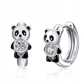 kolczyki PANDA duże diamenty śliczne prezent