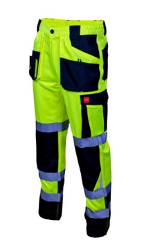 Spodnie robocze do pasa ODBLASKOWE ostrzegawcze flash POTRÓJNE SZWY r. 56