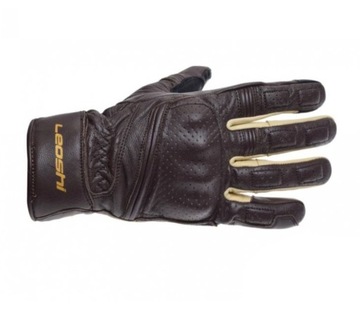 RĘKAWICE MOTOCYKLOWE LEOSHI RETRO BRĄZOWE ROZ. XL