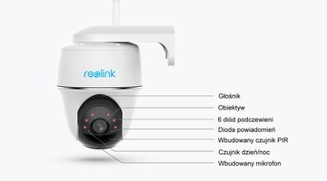 Reolink Argus PT 5 Мп камера 2.4 I 5Ghz аккумулятор USB-C белый + КАРТА 64 ГБ