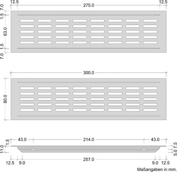Kratka wentylacyjna srebrna 600x80mm GEDOTEC