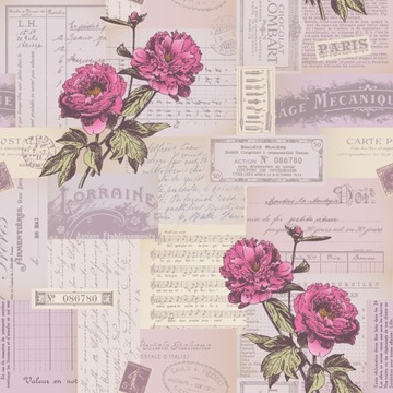 TAPETA KWIAT PIWONIE RÓŻ SHABBY CHICK RETRO 5114al