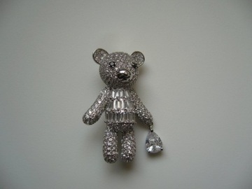 БРОШЬ МЕДВЕДЬ, КРИСТАЛЛ, НОВАЯ