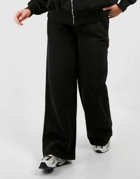 SPODNIE DRESOWE CZARNE CIĄŻOWE DŁUGIE PROSTE KLASYCZNE GŁADKIE BOOHOO M