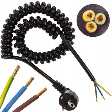Przewód kabel spiralny z wtyczką OMY 3x1 2,2m