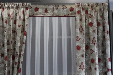 ZASŁONY ŚWIĄTECZNE NA TAŚMIE 245 x 135 cm. BEŻ