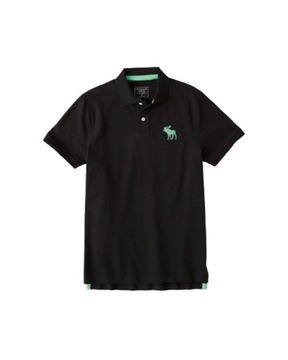 A&F ~ CZARNA KOSZULKA POLO ~ BIG LOGO ~ M