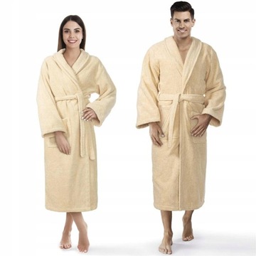 Szlafrok Hotelowy Bawełniany Frotte Ciepły Unisex L/XL Beż