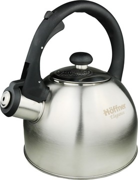 Mały Stylowy Czajnik Elegance Srebrny Z Gwizdkiem 1,5L Hoffner