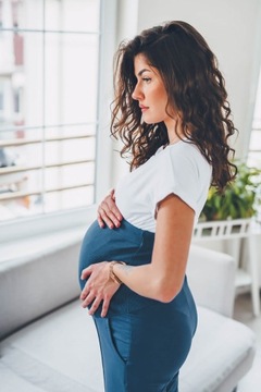 Хлопковые спортивные костюмы для беременных синего цвета, размер L.