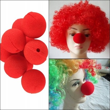 CZERWONE NOSY NOS KLAUNA CLOWNA 10 SZT PRZEBRANIE