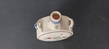 Mała fajansowa buteleczka malowana vintage design