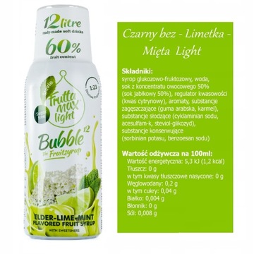 Набор из 6 сиропов для газировки FruttaMax Carbonator, Lime Mint Bez Light