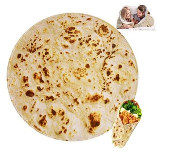 MIĘKKI KOC OKRĄGŁY TORTILLA BURRITO KOCYK 195cm PREZENT NAJWIEKSZA NARZUTA