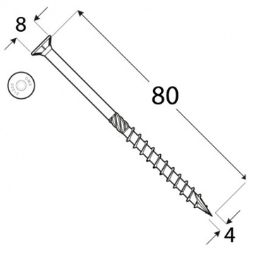 Шурупы столярные по дереву 4х80 КОНУСНЫЕ 100 шт.